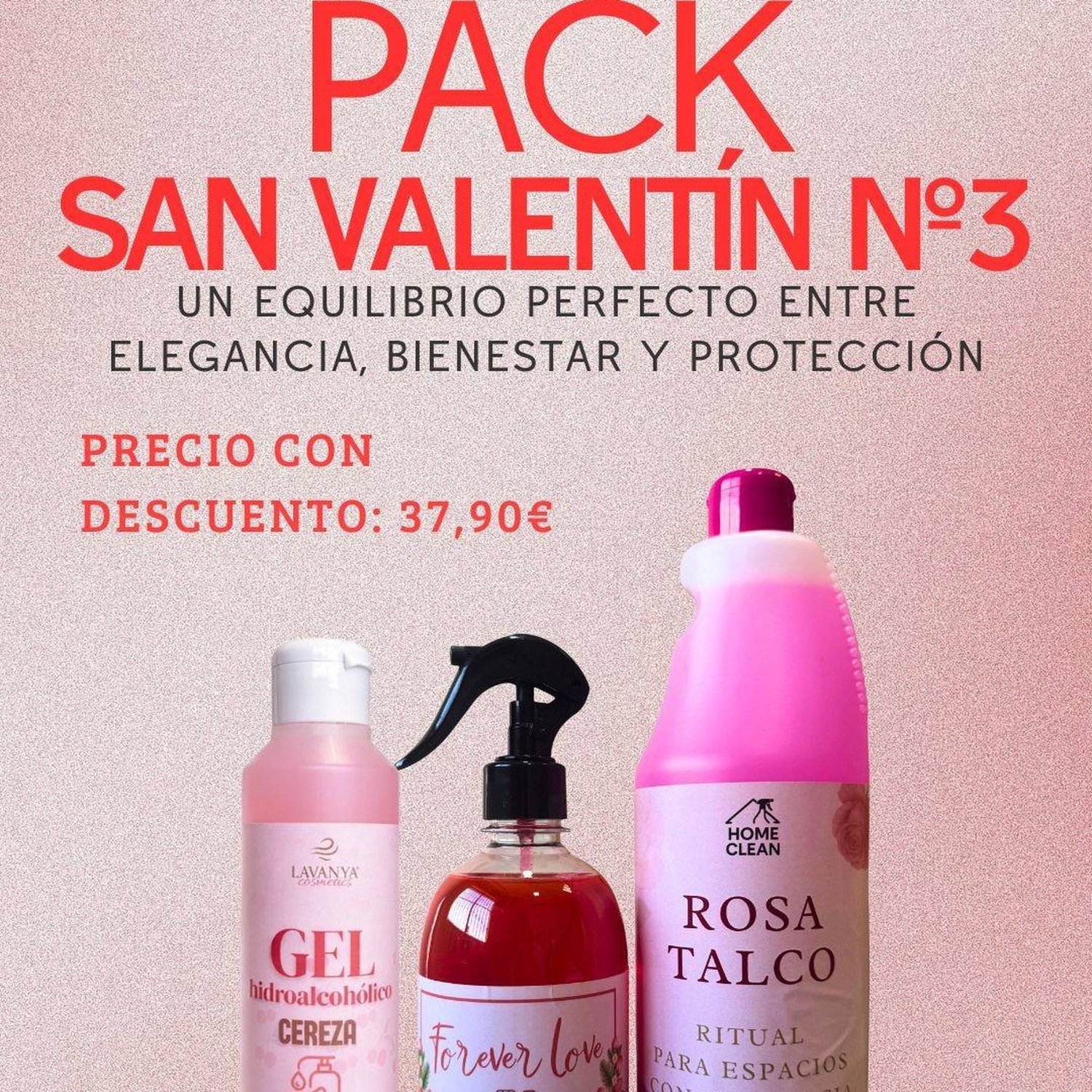 Pack San Valentín 3: Forever Love + Rosa Talco + Gel Hidroalcóholico