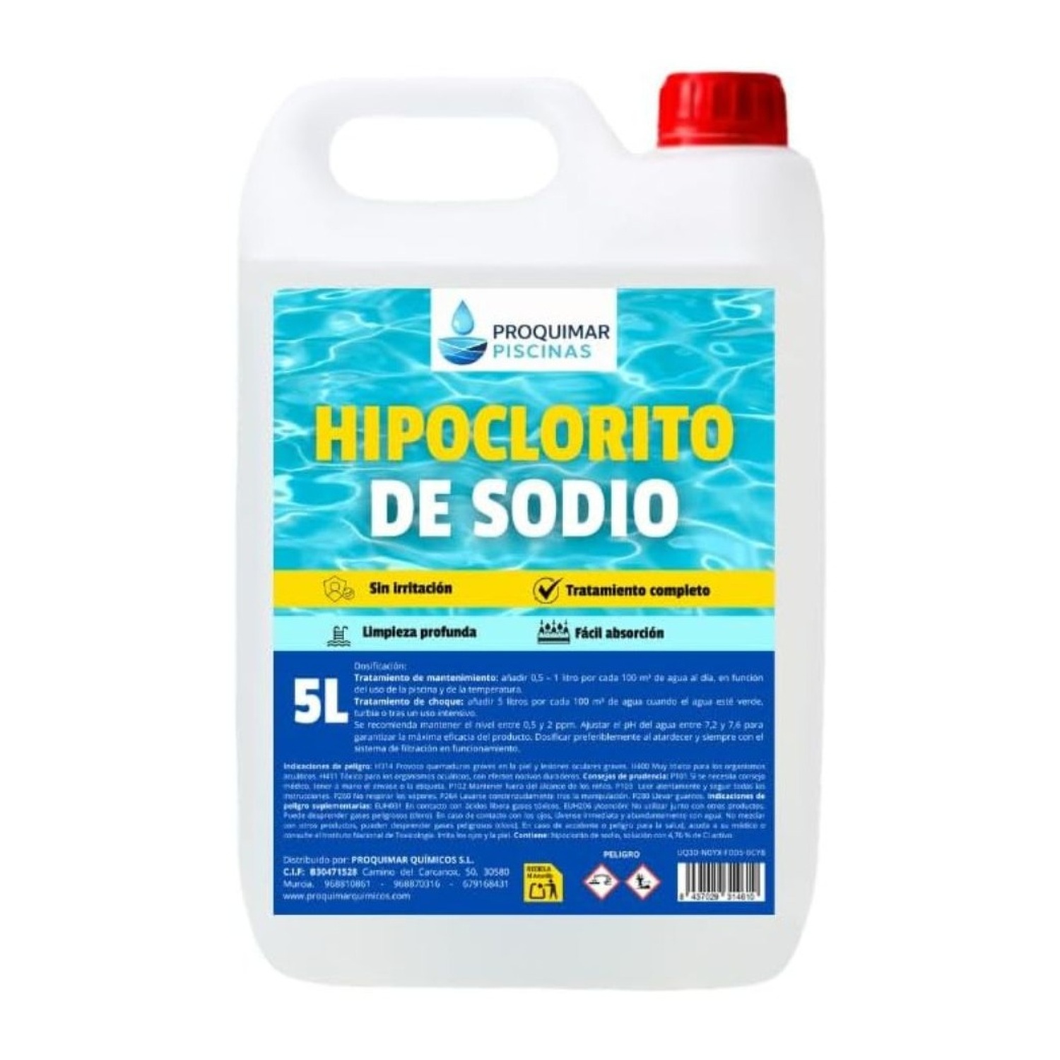 Hipoclorito de Sodio - Saneamiento de Agua - 5L